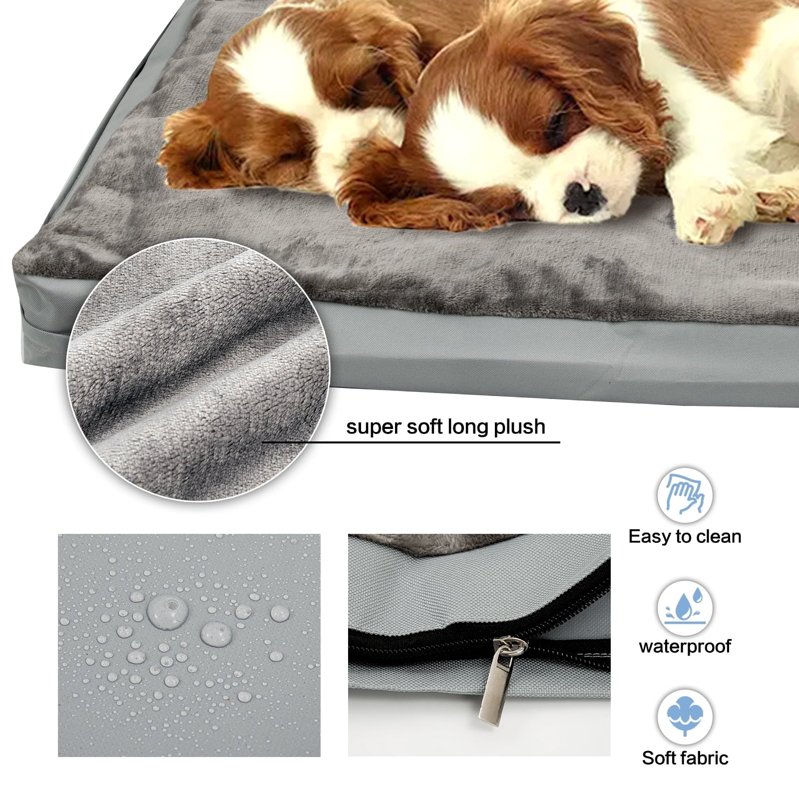 AMQTSLM Waterproof Dog Bed Cover, Dog Bed Covers Replacement Washable, Fluffy Pet Bed Cover with Zipper, Dog Mattress Cover for Large Dogs Puppy Cat, 34 x 22 inches
