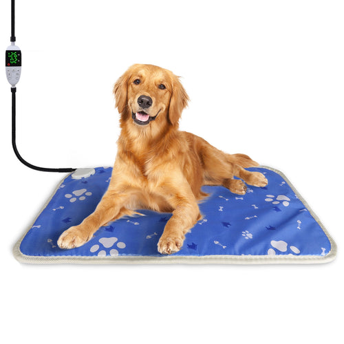 28x17in Pet Heating Pad for Small Medium Dogs Cat, Electric Heated Dog Bed Timer Adjustable Warming Mat with Chew Proof Cord, Ideal Pet Christmas Gifts