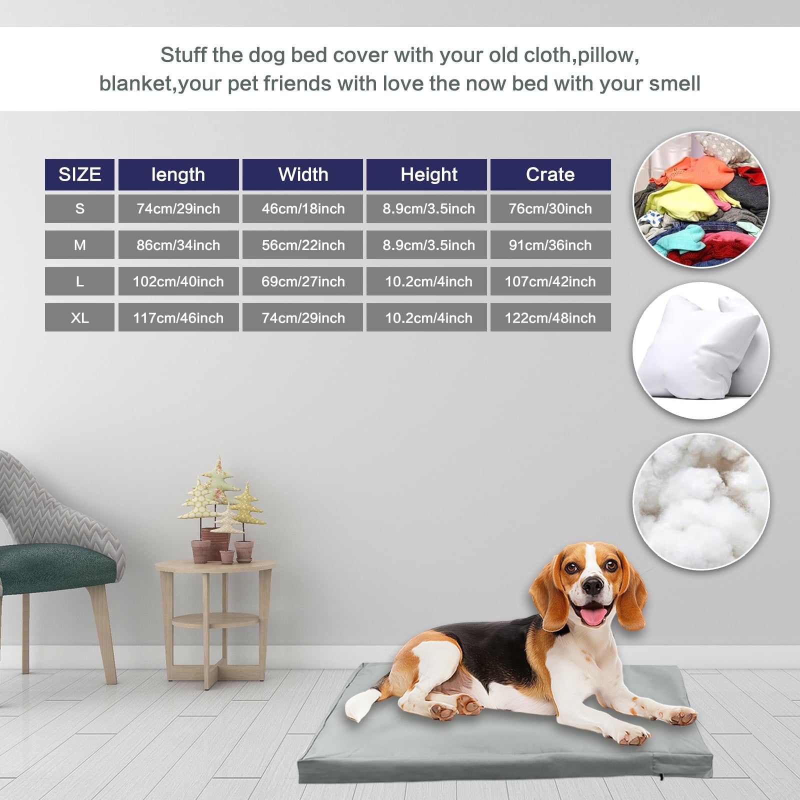 AMQTSLM Waterproof Dog Bed Cover, Dog Bed Covers Replacement Washable, Fluffy Pet Bed Cover with Zipper, Dog Mattress Cover for Large Dogs Puppy Cat, 34 x 22 inches