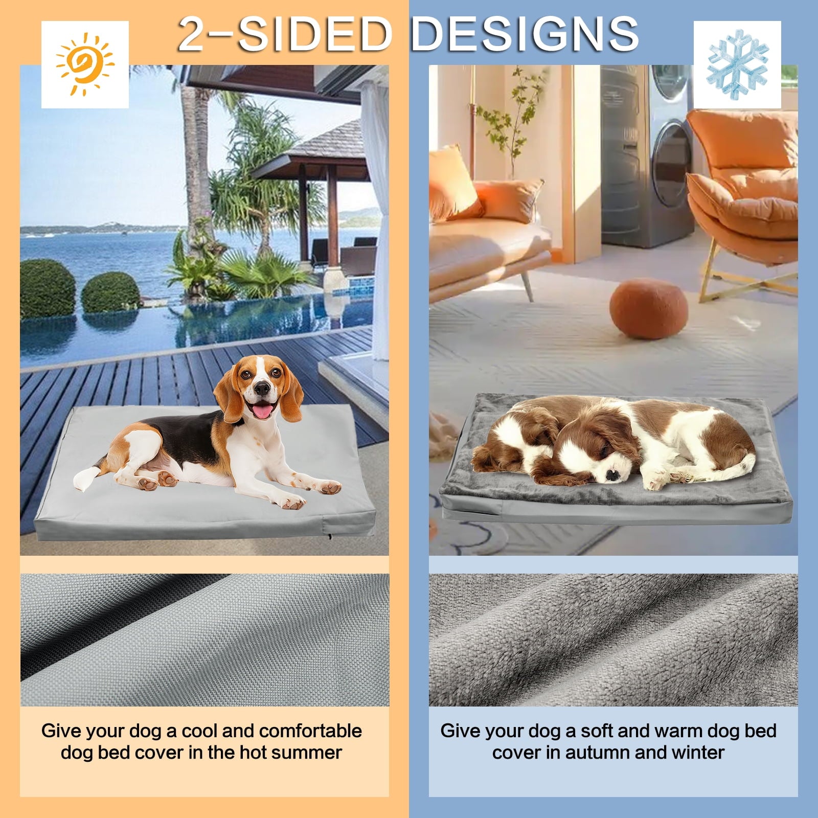 AMQTSLM Waterproof Dog Bed Cover, Dog Bed Covers Replacement Washable, Fluffy Pet Bed Cover with Zipper, Dog Mattress Cover for Large Dogs Puppy Cat, 34 x 22 inches